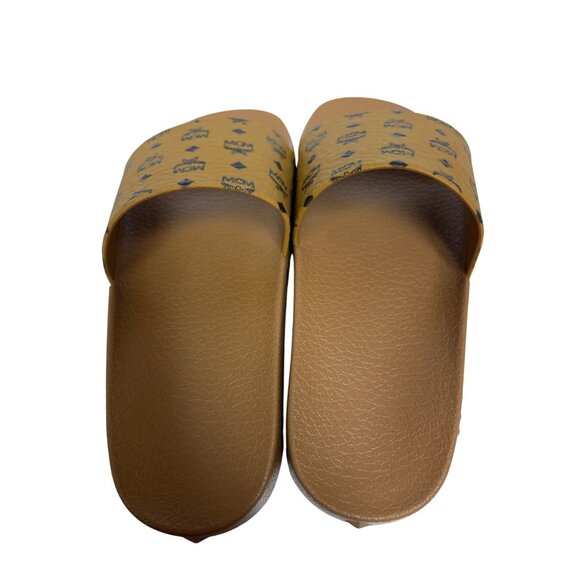 MCM Monogram Print Men's Visetos Sandal Slides Cognac Rubber EU 35 US 5 Youth - Picture 7 of 10
